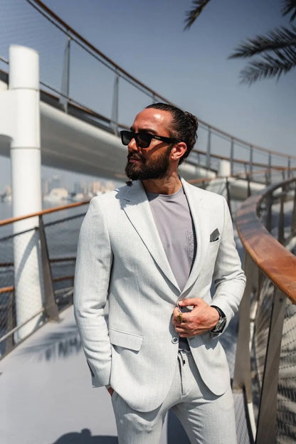 The Skywalk Suit – Light Gray Summer Suit for Men - BRABION