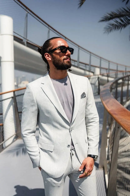 The Skywalk Suit – Light Gray Summer Suit for Men - BRABION