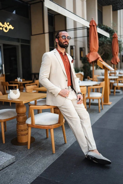 The Riviera Suit – Beige Summer Suit for Men - BRABION