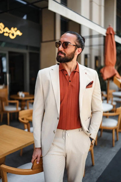 The Riviera Suit – Beige Summer Suit for Men - BRABION