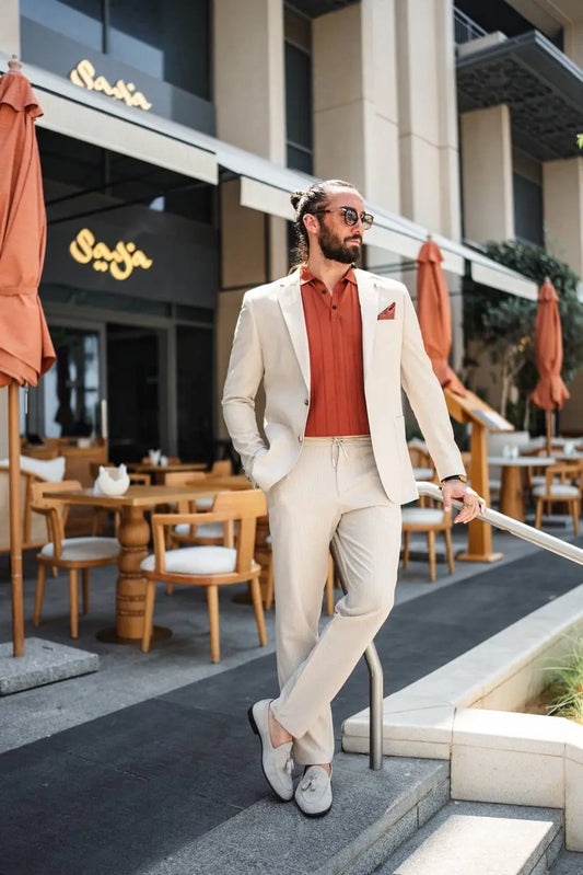 The Riviera Suit – Beige Summer Suit for Men - BRABION