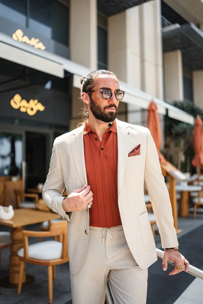 The Riviera Suit – Beige Summer Suit for Men - BRABION