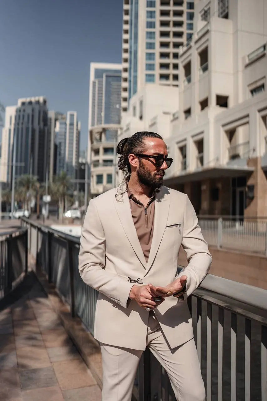 The Axis Suit – Beige Modern Summer Suit - BRABION