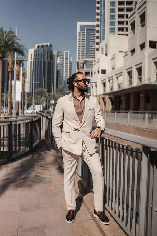 The Axis Suit – Beige Modern Summer Suit - BRABION
