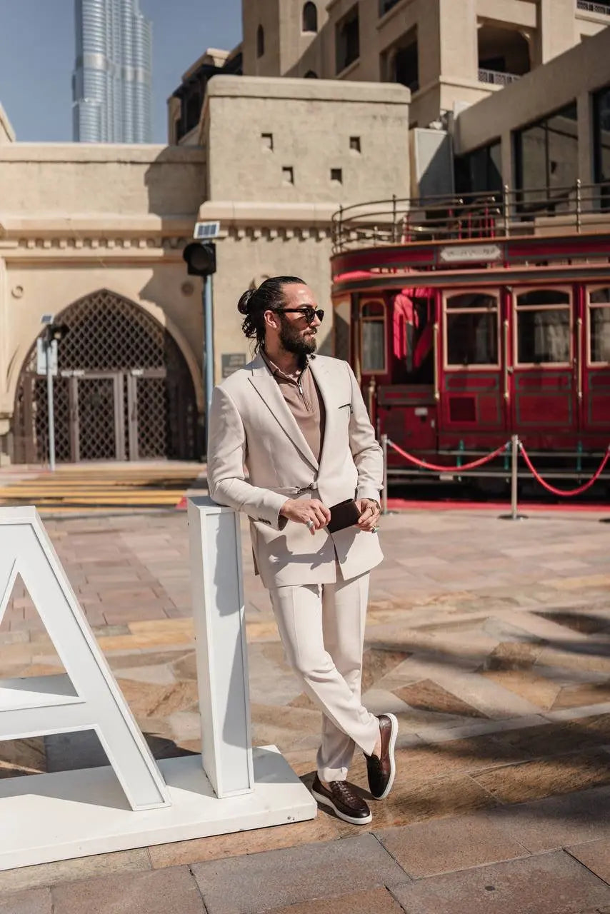 The Axis Suit – Beige Modern Summer Suit - BRABION