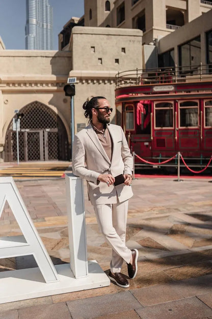 The Axis Suit – Beige Modern Summer Suit - BRABION
