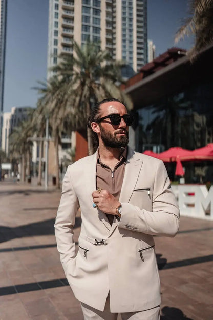 The Axis Suit – Beige Modern Summer Suit - BRABION