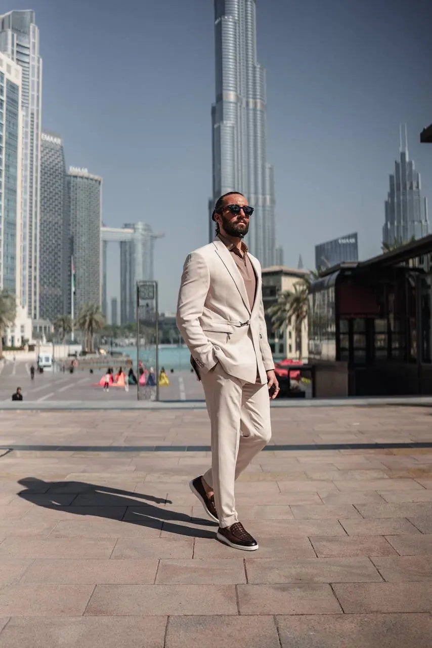 The Axis Suit – Beige Modern Summer Suit - BRABION