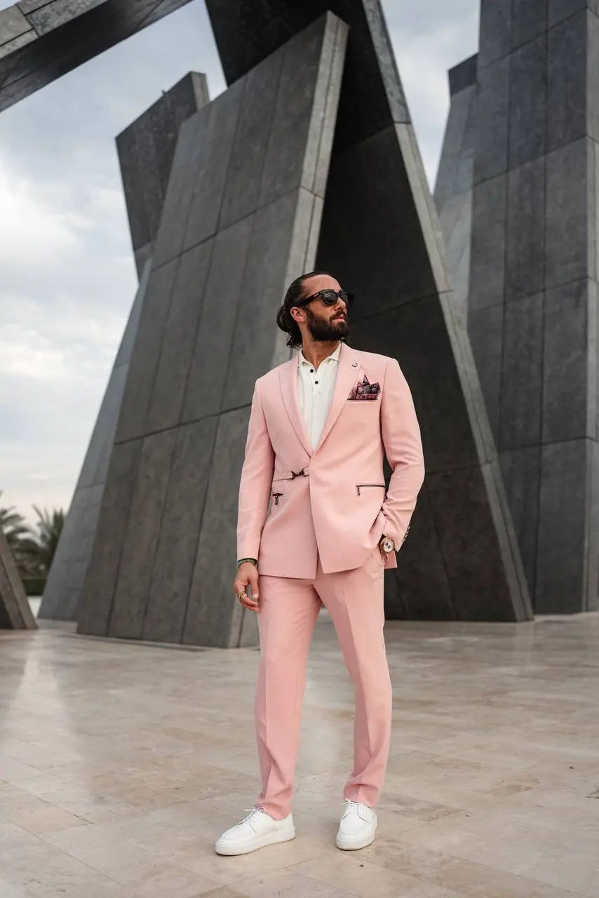 The Monarch Suit – Pink Statement Summer Suit for Men - BRABION
