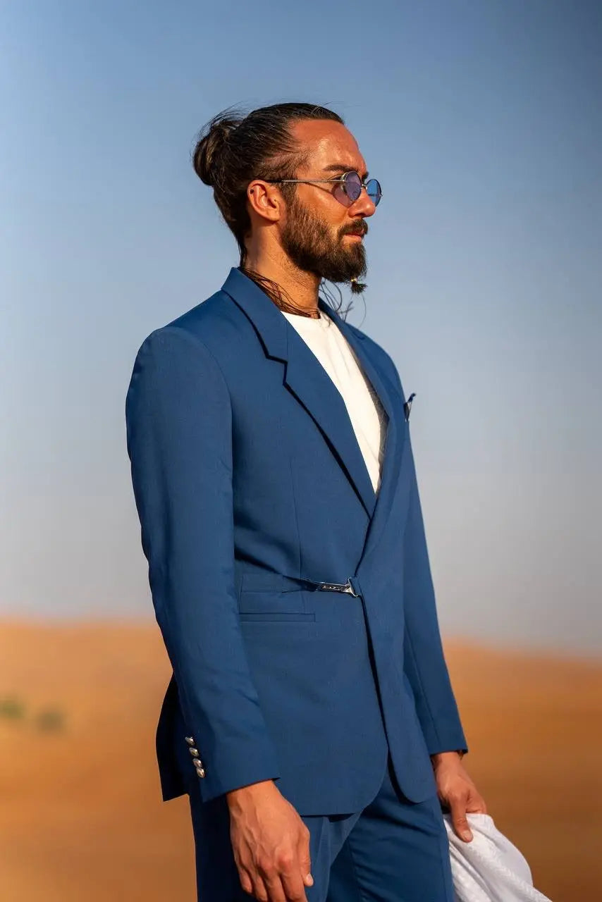 Sax Blue Modern Casual Tailored Suit – Summer Statement - BRABION
