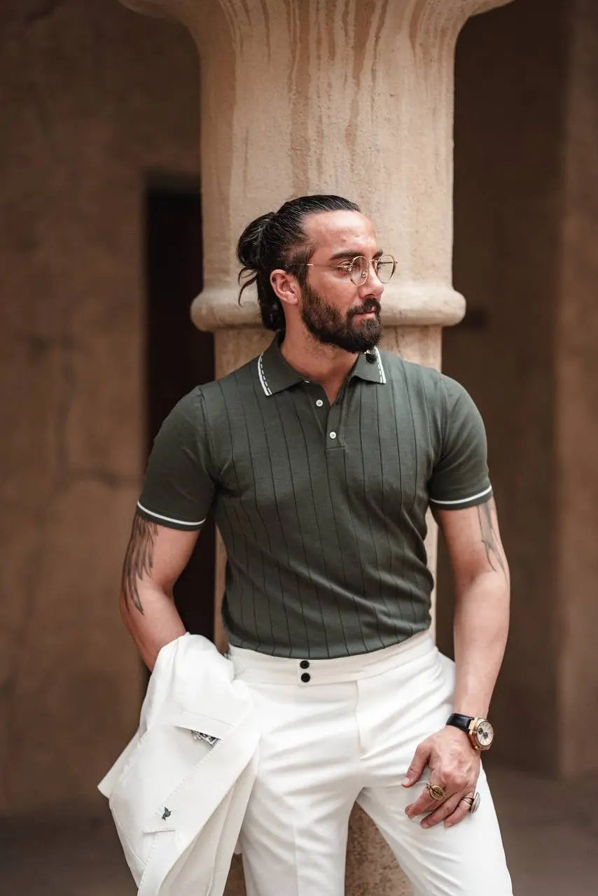 Khaki Knit Polo – Modern Summer Icon - BRABION