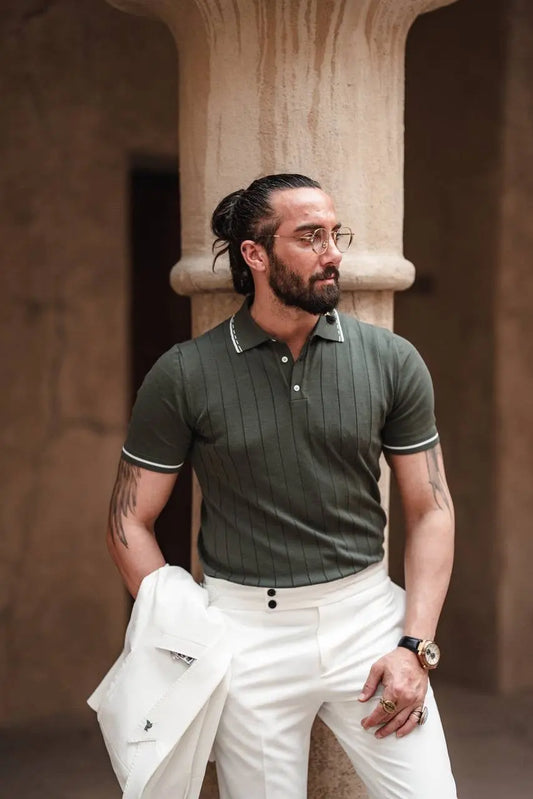 Khaki Knit Polo – Modern Summer Icon - BRABION