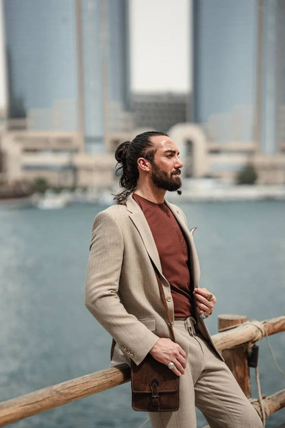 Coastal Dune Beige Mono Collar Suit - BRABION