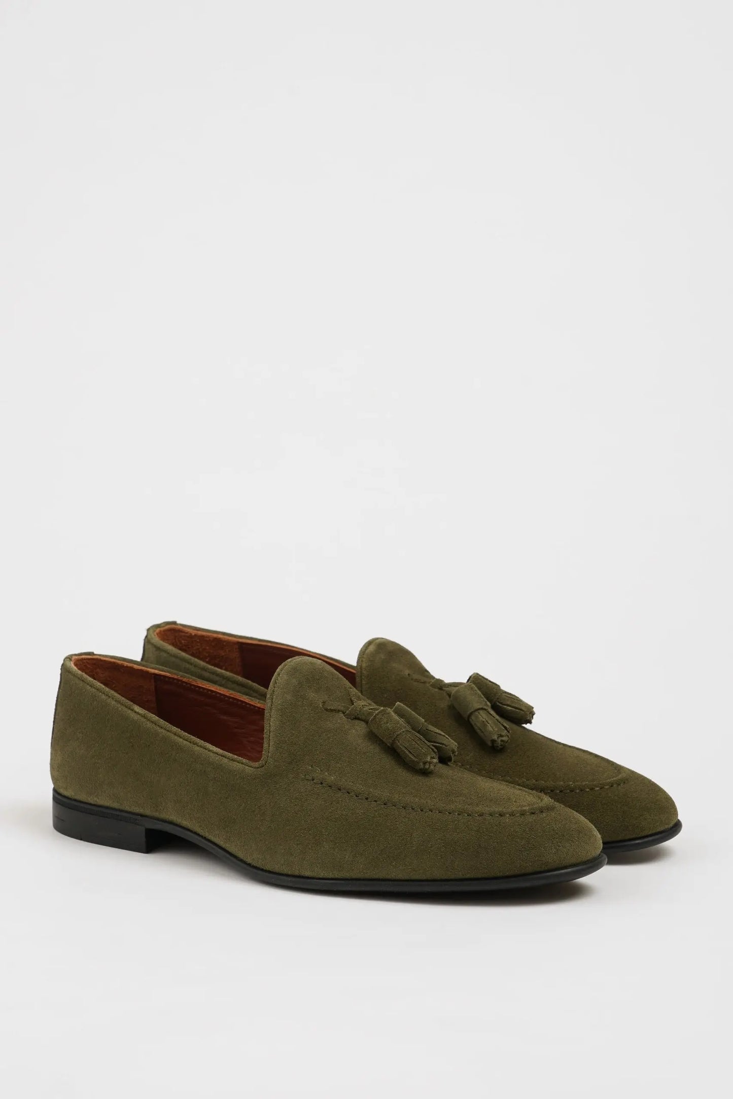 Maison Khaki Suede Loafers with Tassel Detail - BRABION
