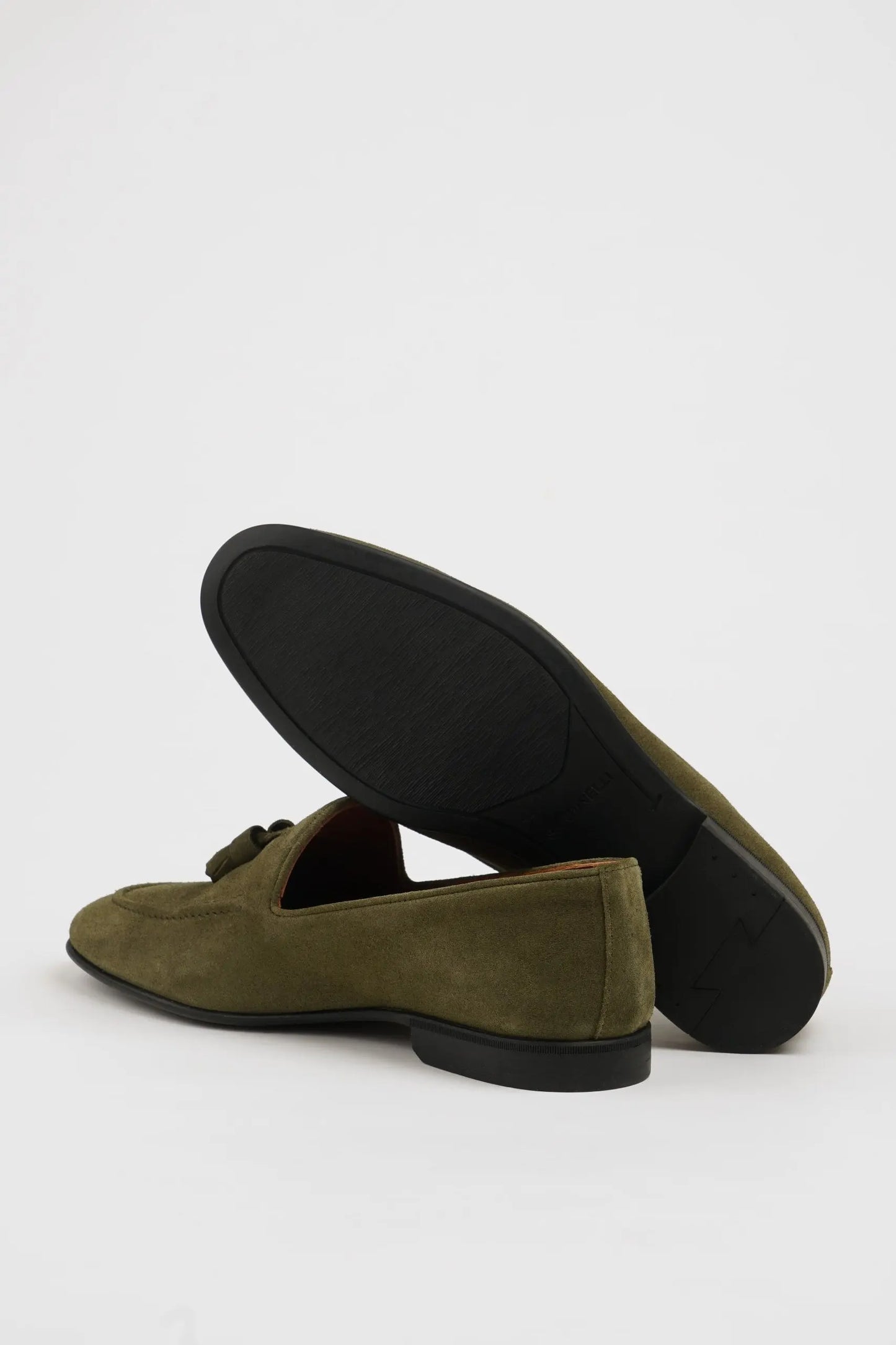 Maison Khaki Suede Loafers with Tassel Detail - BRABION