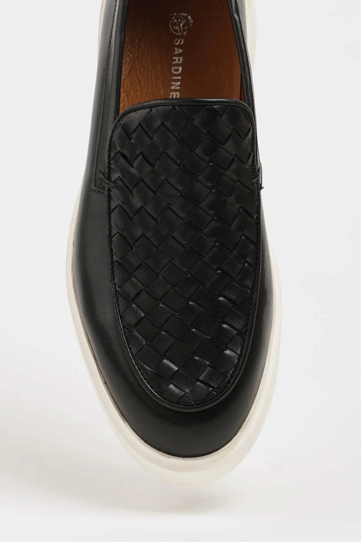 Maison Black Leather Casual Shoes with Knitted Detail - BRABION
