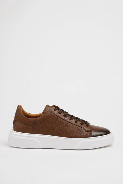 Maison Camel Leather Sneakers with Pool Sole - BRABION