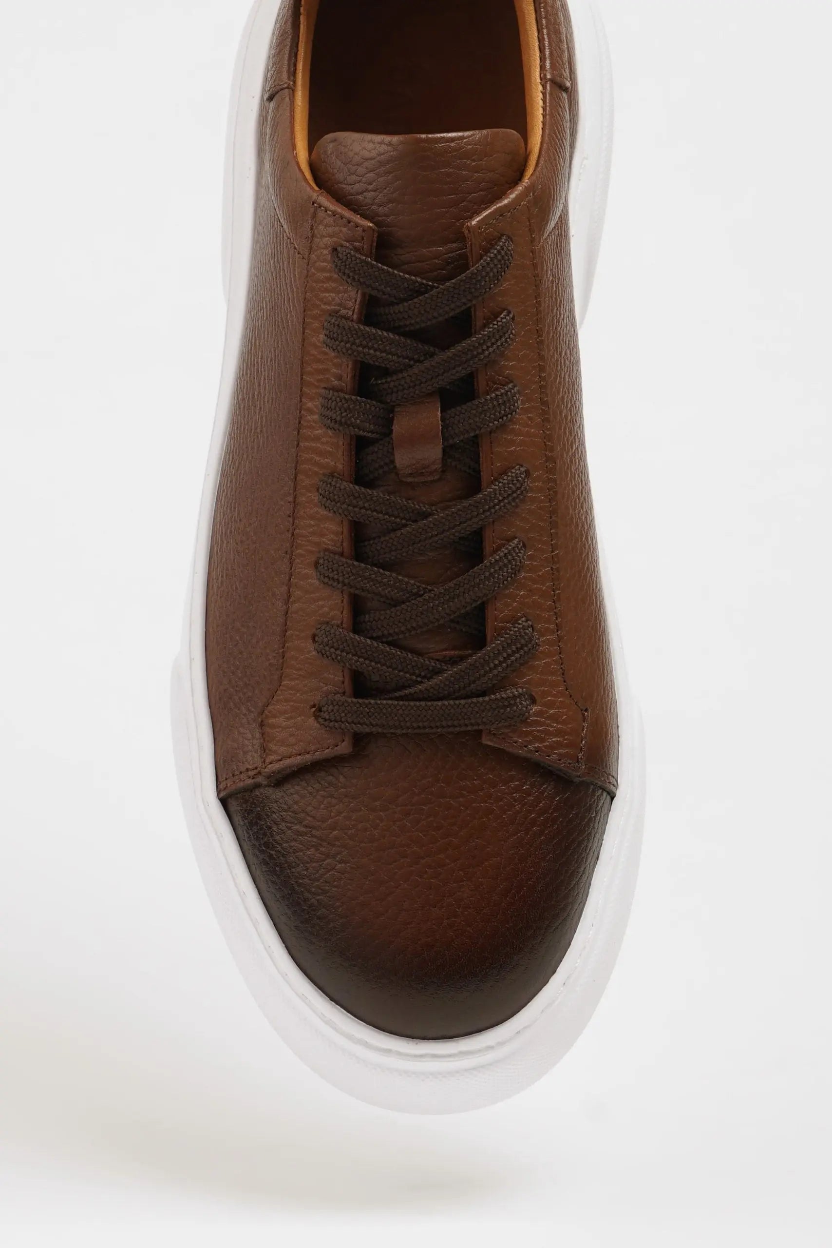 Maison Camel Leather Sneakers with Pool Sole - BRABION