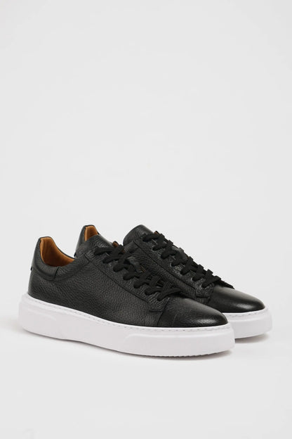 Maison Black Leather Sneakers with Pool Sole - BRABION