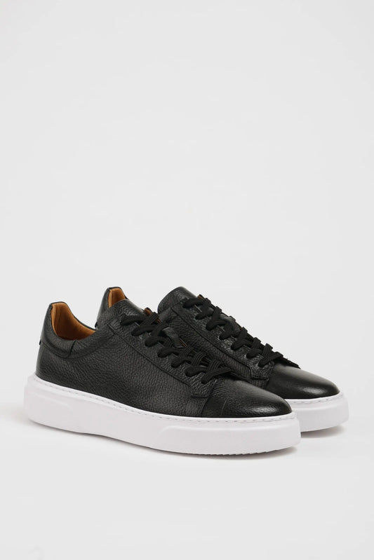 Maison Black Leather Sneakers with Pool Sole - BRABION