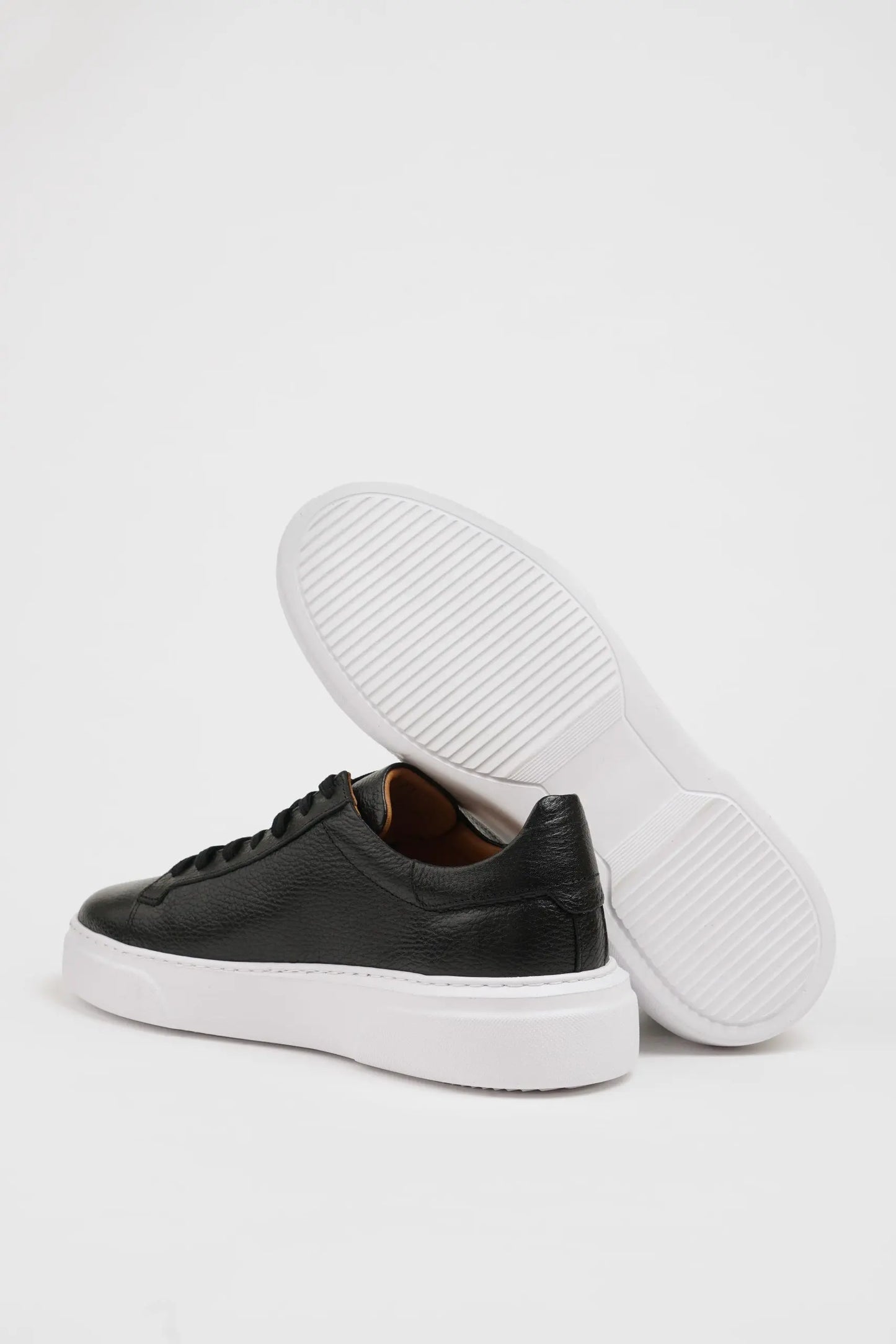 Maison Black Leather Sneakers with Pool Sole - BRABION