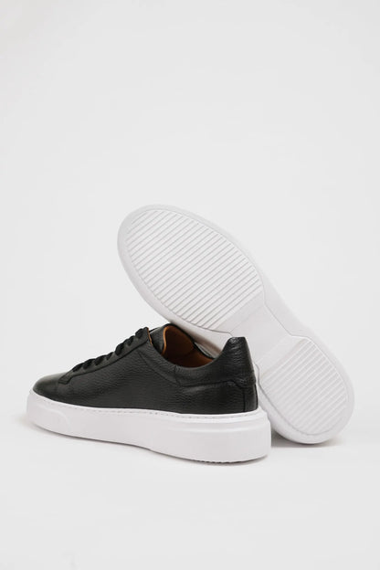 Maison Black Leather Sneakers with Pool Sole - BRABION