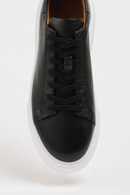 Maison Black Leather Sneakers with Pool Sole - BRABION