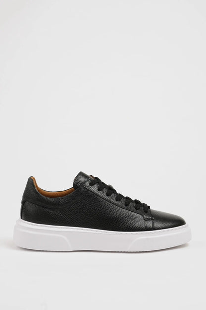 Maison Black Leather Sneakers with Pool Sole - BRABION