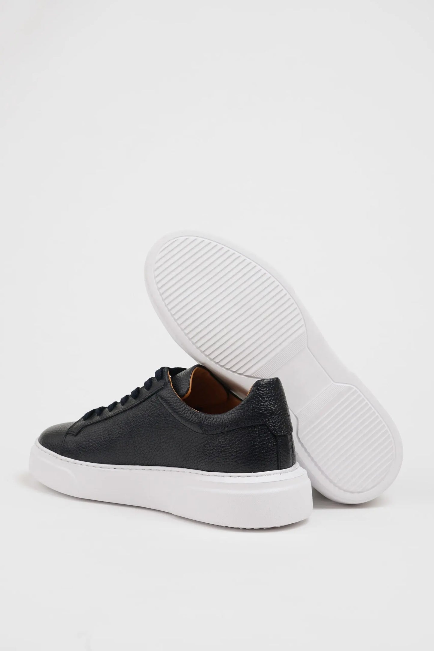 Maison Navy Blue Leather Sneakers with Pool Sole - BRABION
