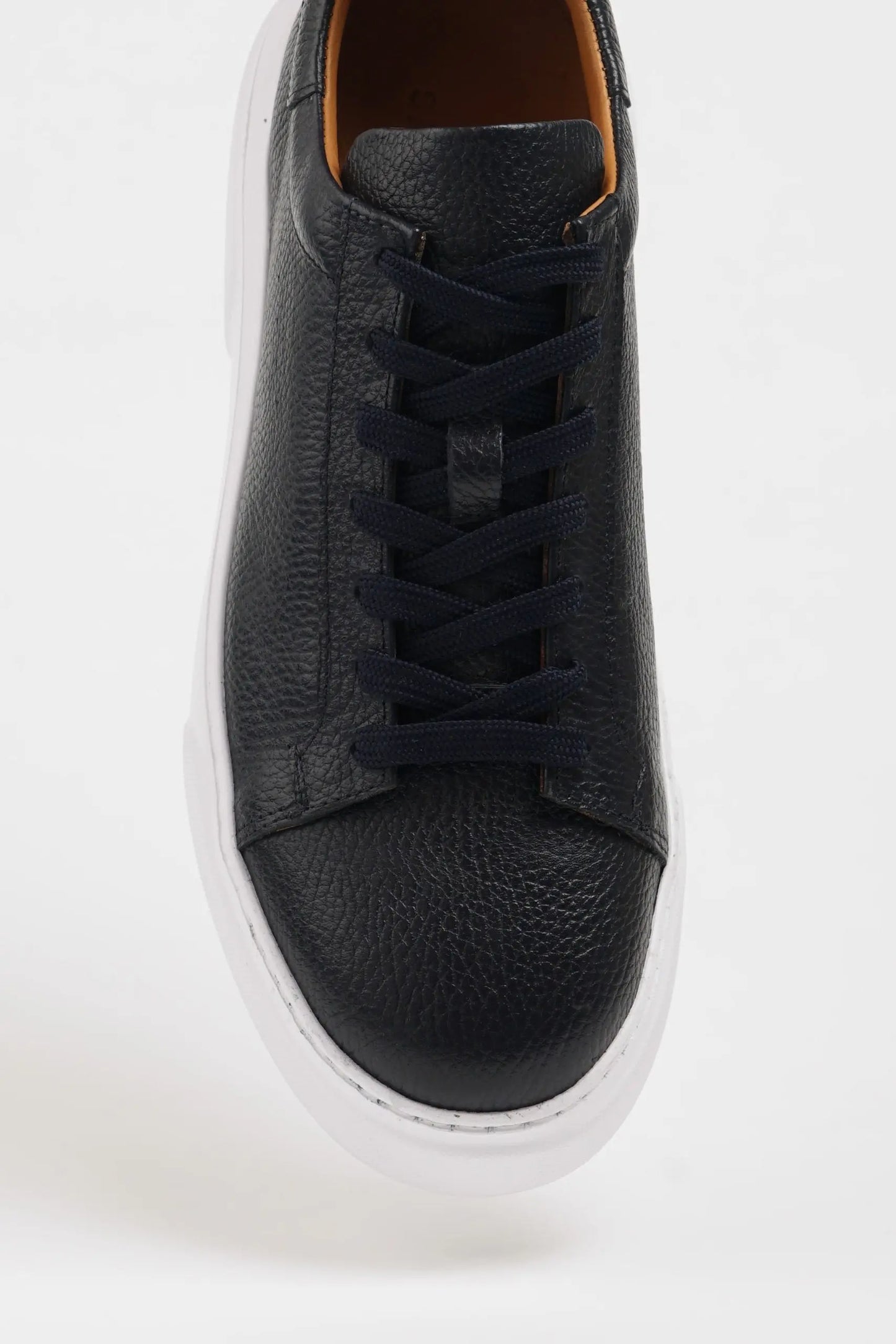 Maison Navy Blue Leather Sneakers with Pool Sole - BRABION