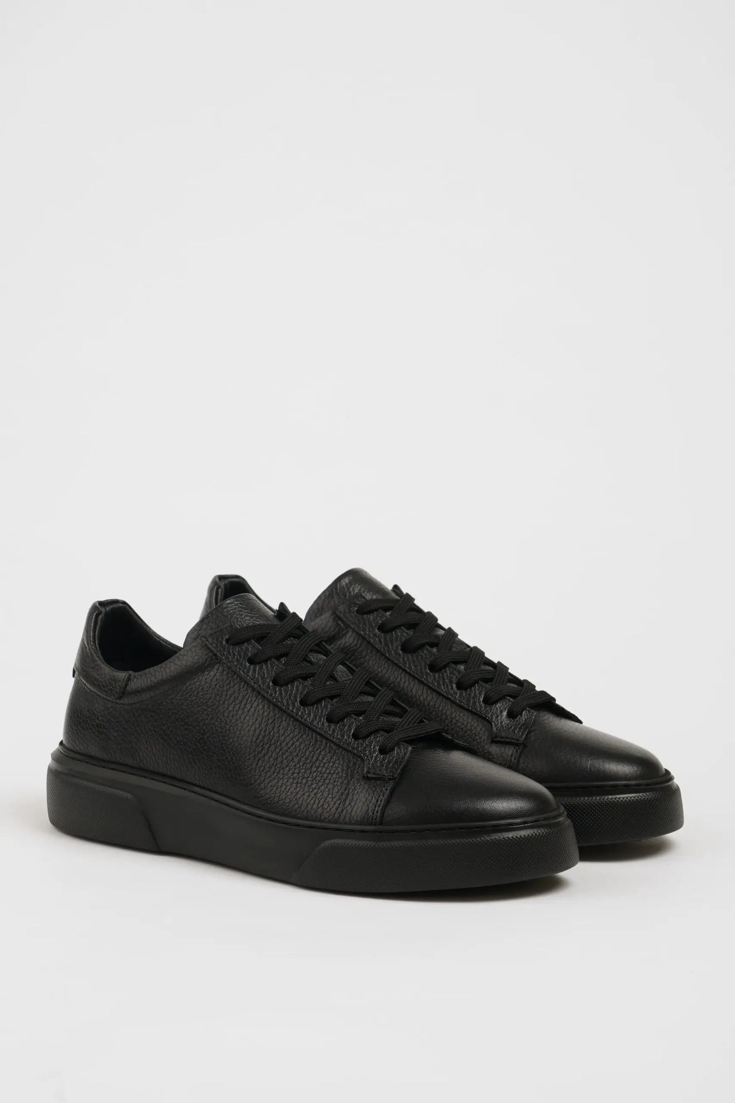 Maison Dark Black Leather Sneakers with Pool Sole - BRABION