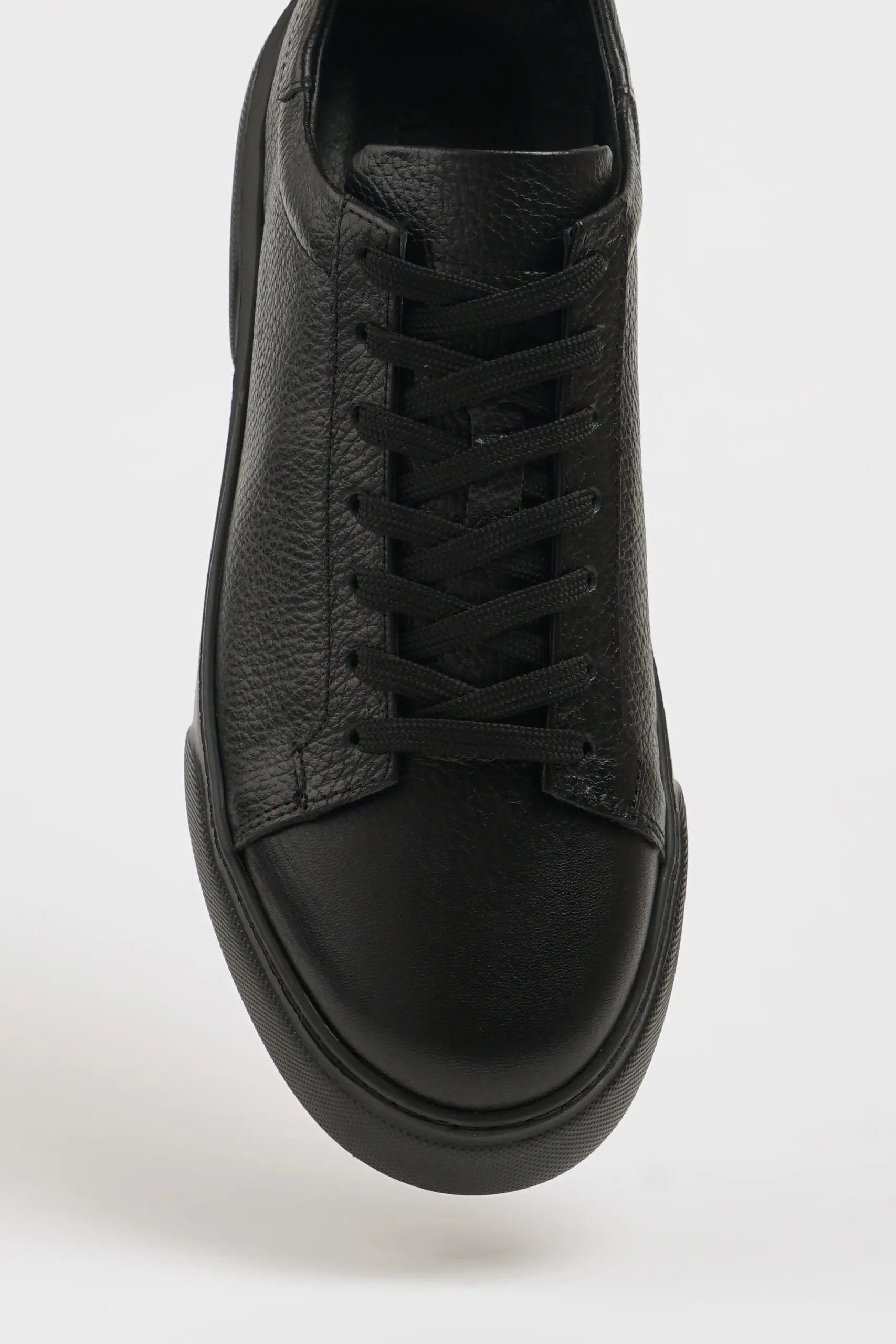 Maison Dark Black Leather Sneakers with Pool Sole - BRABION
