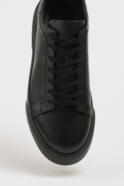 Maison Dark Black Leather Sneakers with Pool Sole - BRABION