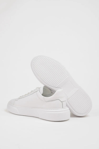 Maison White Leather Sneakers with Pool Sole - BRABION