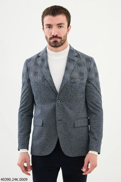 Brabion James Gray Slim Fit Notch Lapel Check Wool Blazer - BRABION