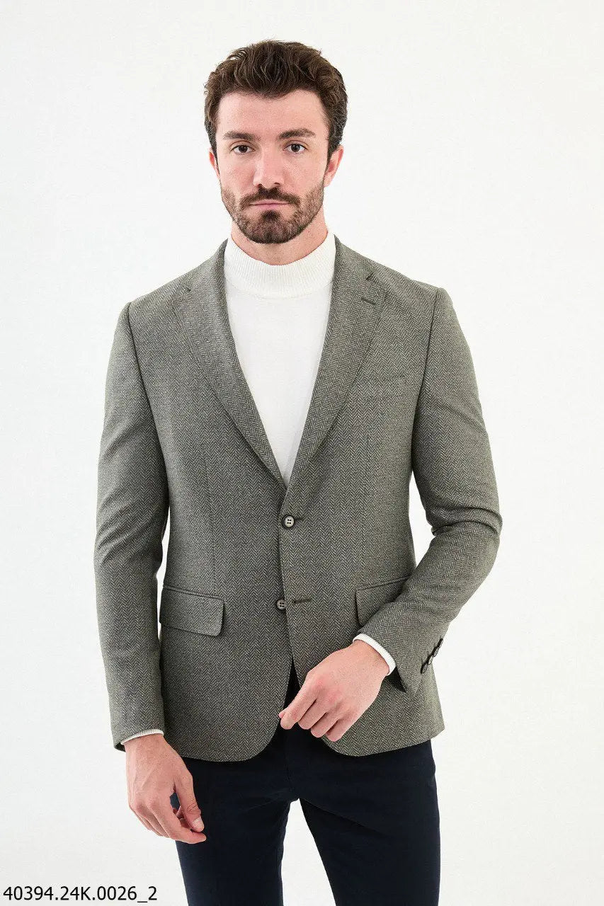 Brabion James Gray Slim Fit Notch Lapel Blazer - BRABION