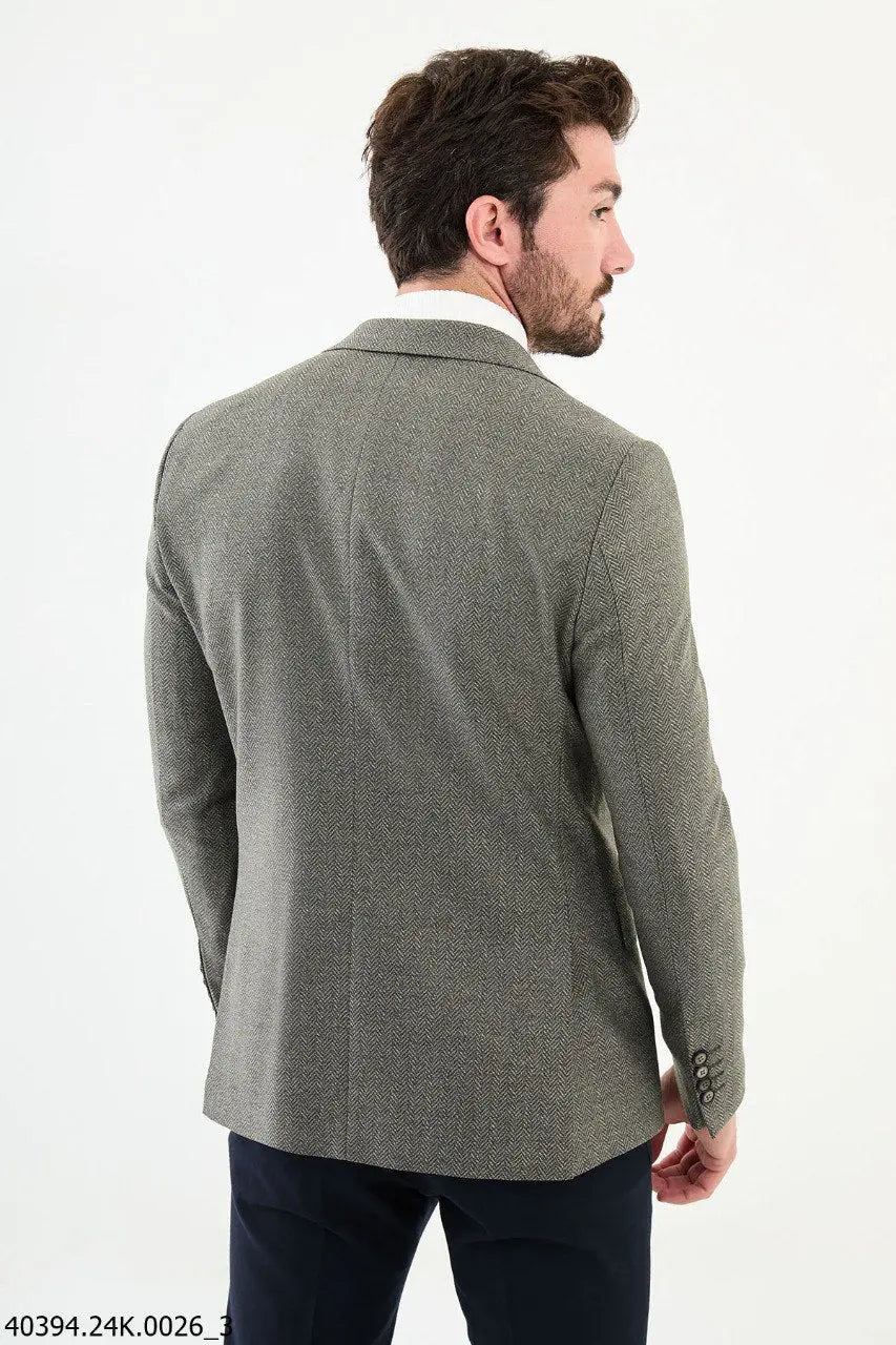 Brabion James Gray Slim Fit Notch Lapel Blazer - BRABION