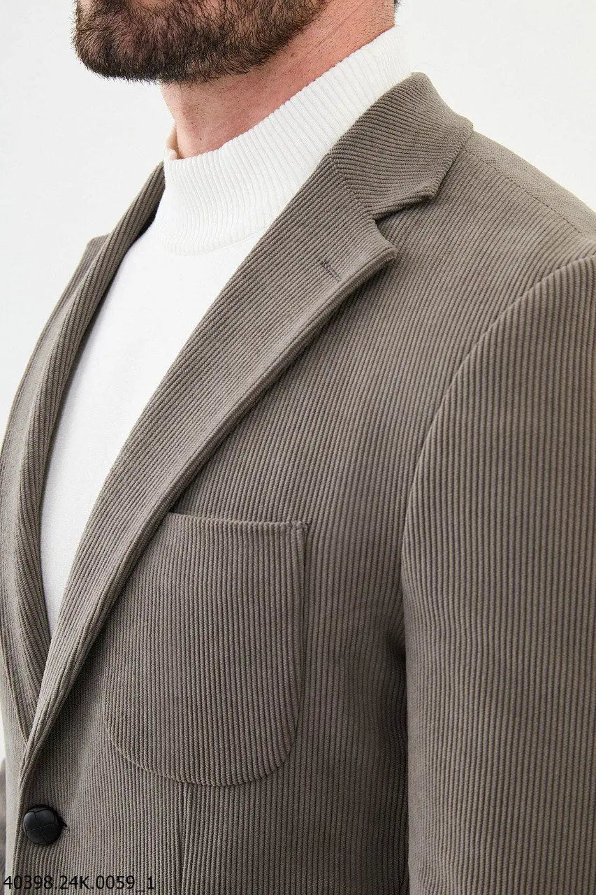 Brabion James Dust Slim Fit Notch Lapel Striped Velvet Blazer - BRABION