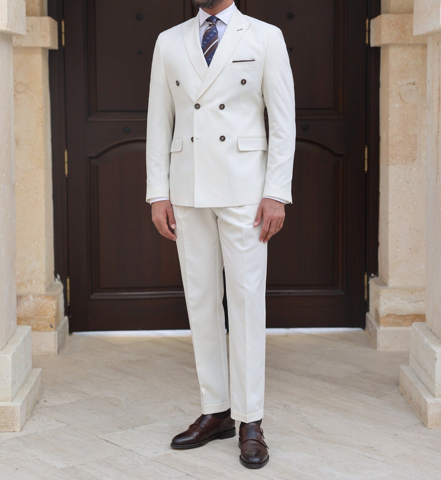 White Double Breasted Suit 2-Piece VIOSSI