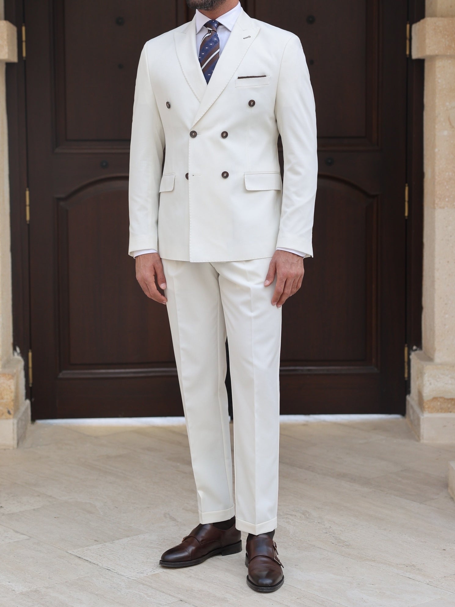 White Double Breasted Suit 2-Piece VIOSSI