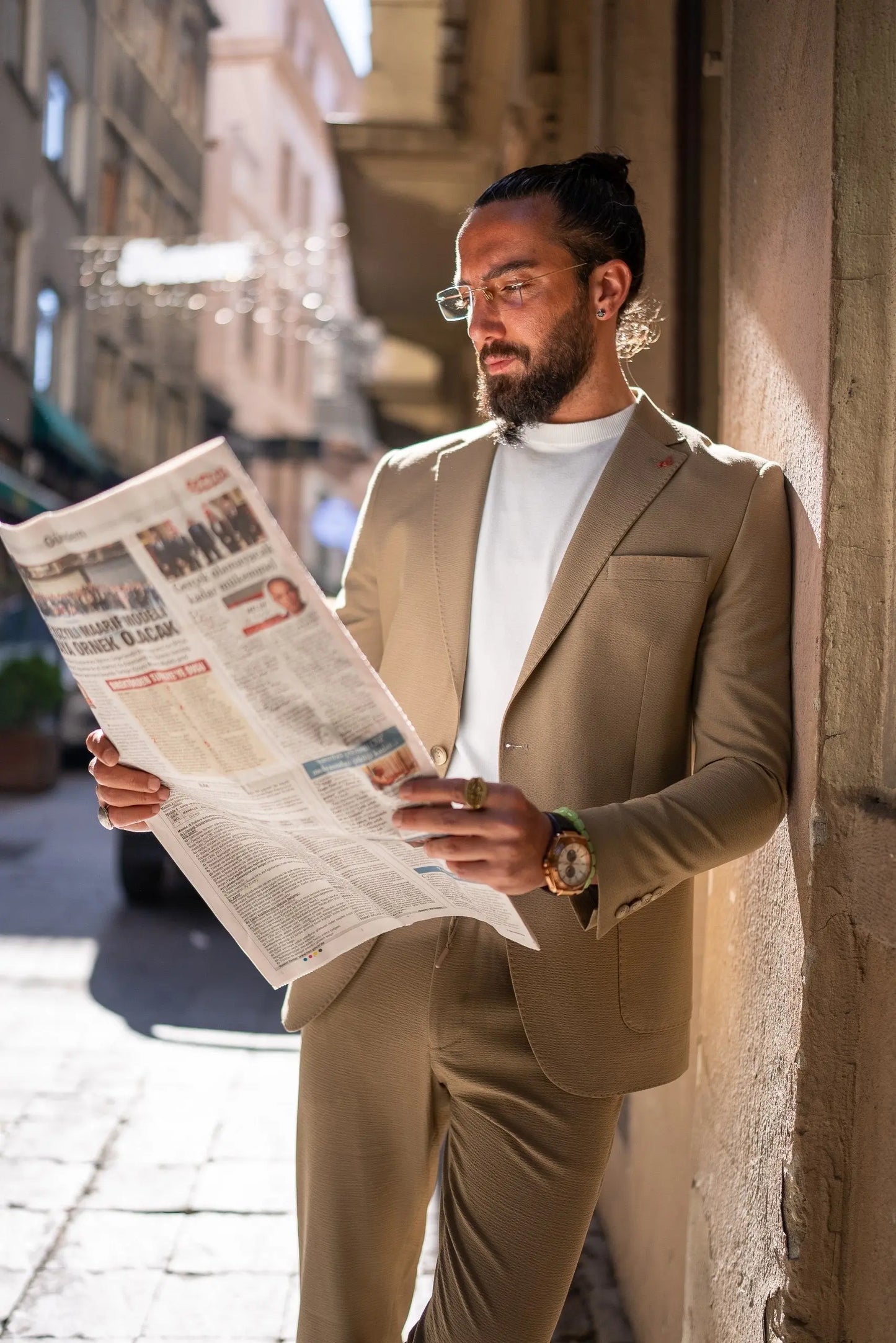 Monaco Khaki Green Mono-Collar Summer Suit - BRABION