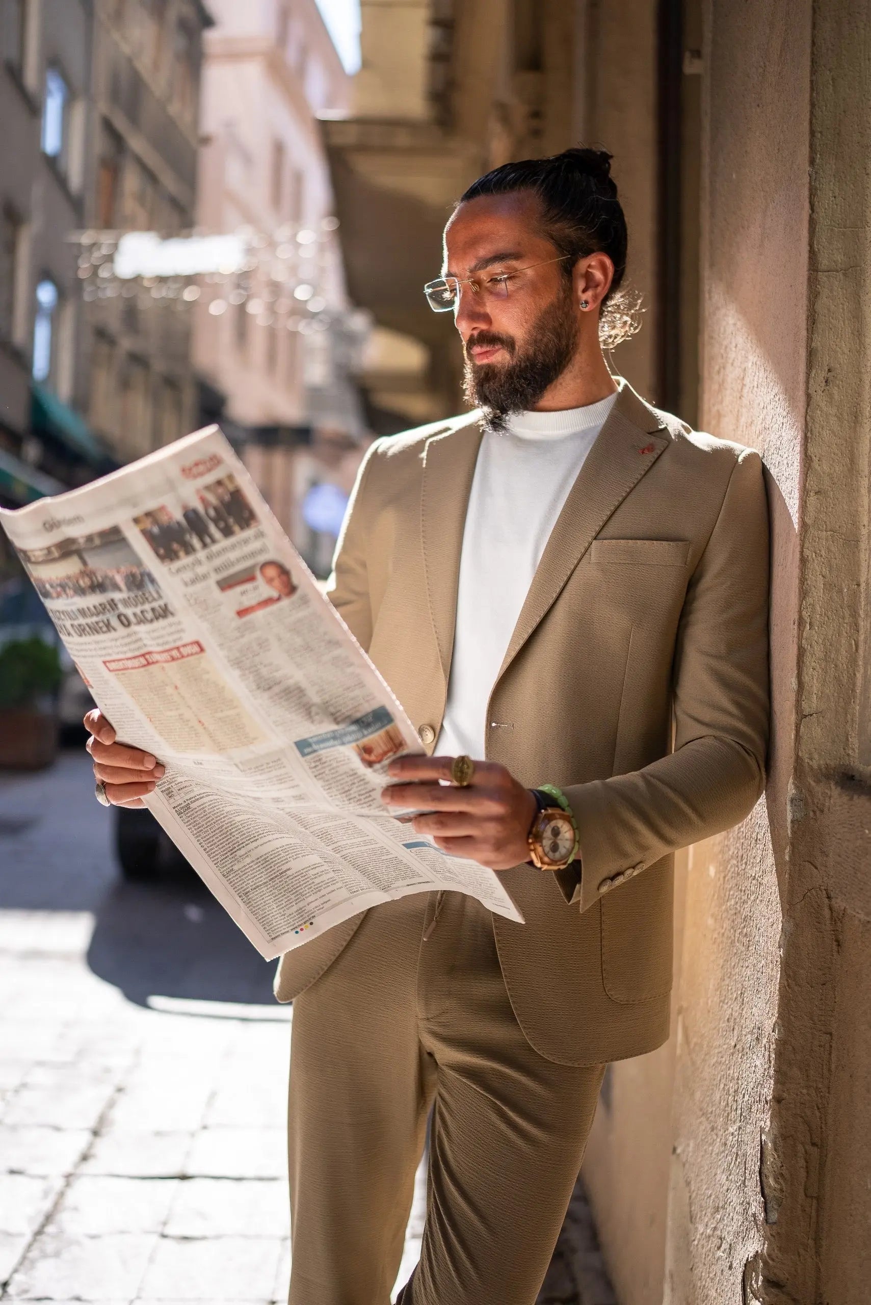 Monaco Khaki Green Mono-Collar Summer Suit - BRABION