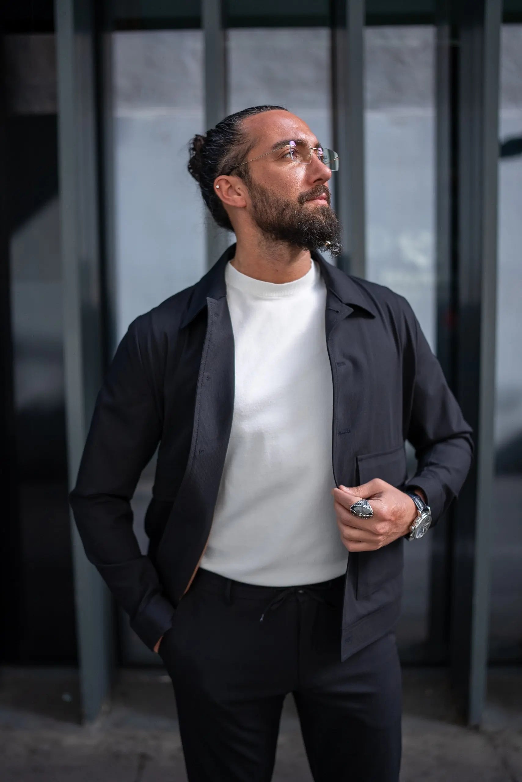Summer Black Tailored Sports Coat Pants Set - BRABION