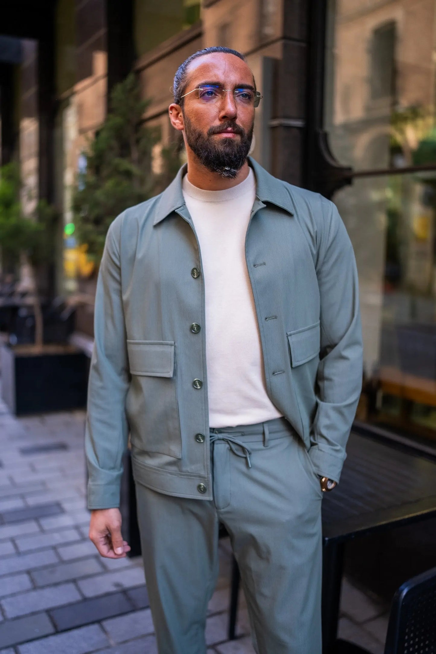 Khaki Lightweight Summer Sports Coat & Pants Set for Men - BRABION