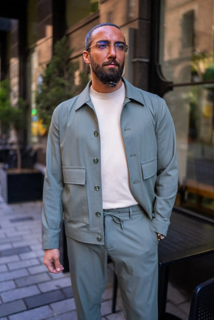 Khaki Lightweight Summer Sports Coat & Pants Set for Men - BRABION