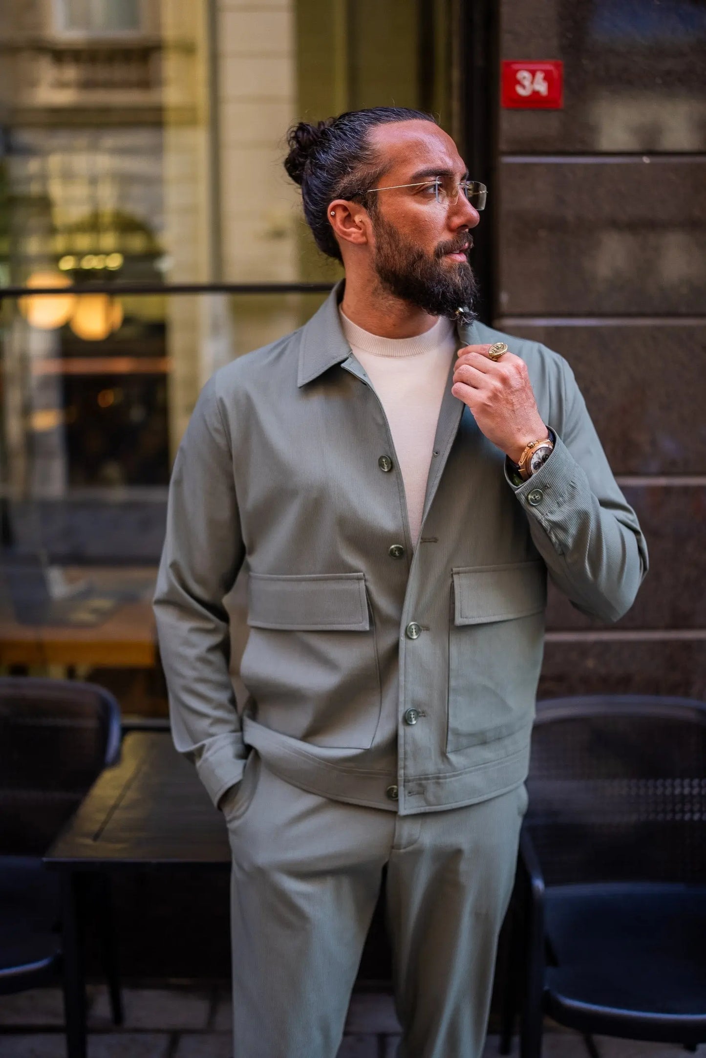 Khaki Lightweight Summer Sports Coat & Pants Set for Men - BRABION