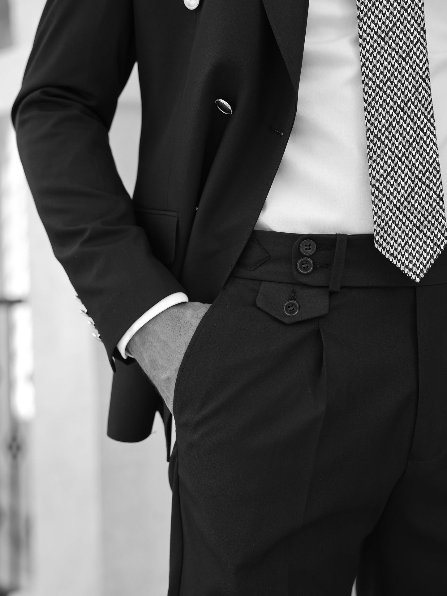 Black Double Breasted Suit 2-Piece VIOSSI
