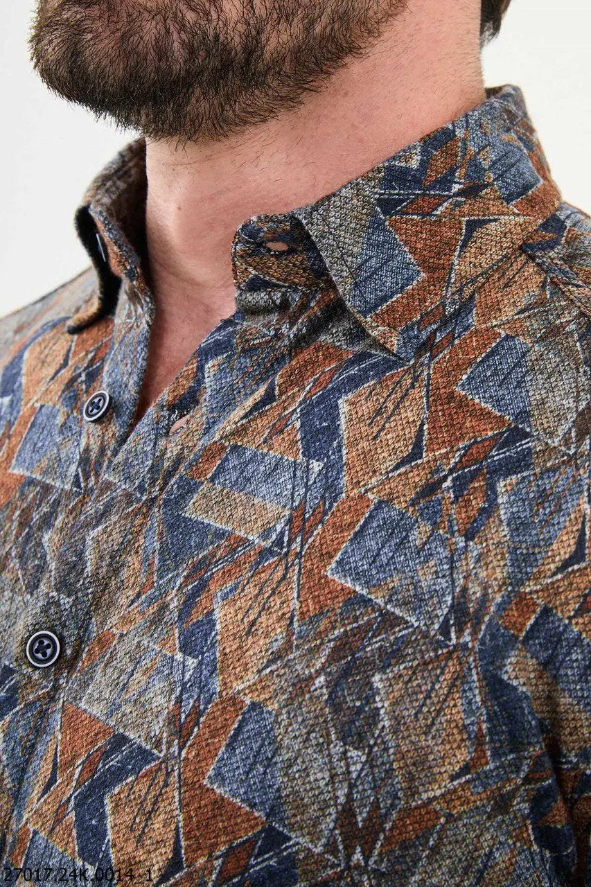 Brabion Nico Slim Fit Patterned Wool Shirt - BRABION