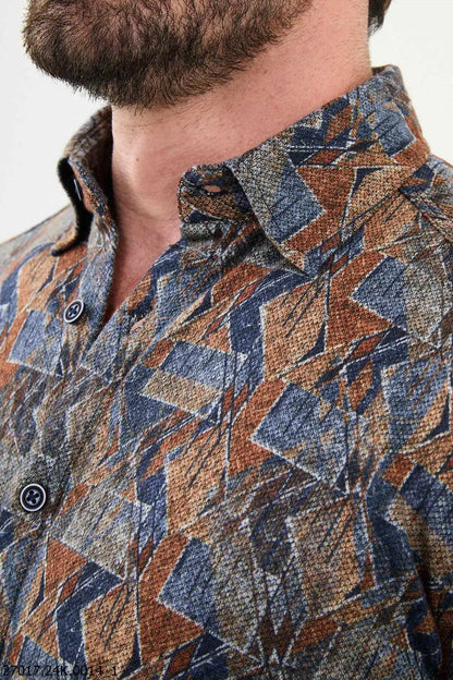 Brabion Nico Slim Fit Patterned Wool Shirt - BRABION