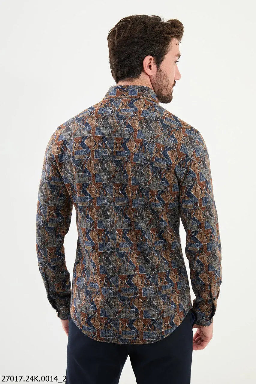 Brabion Nico Slim Fit Patterned Wool Shirt - BRABION